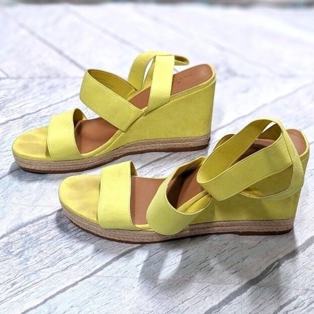 Boho Festival Yellow Espadrille Wedge Sandals‎ Caslon Strappy Y2K Women's 11